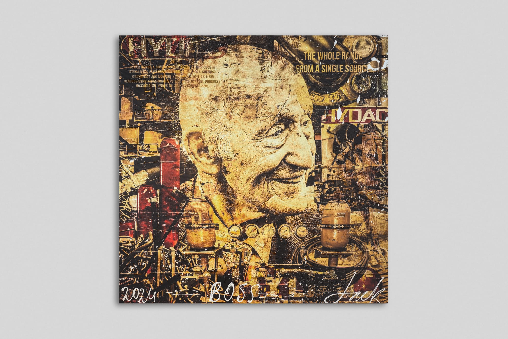 Mixed-media portrait collage on Artist Canvas