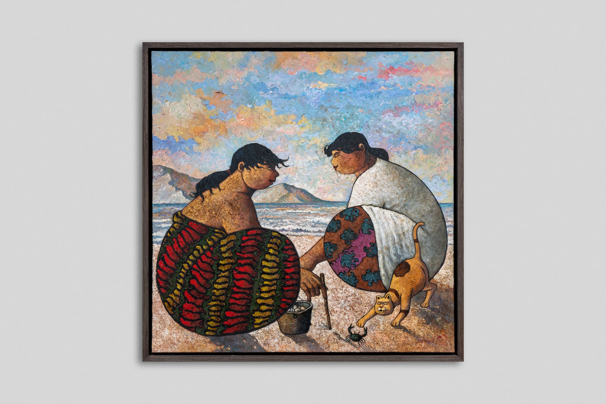 Original painting, dark oak float frame